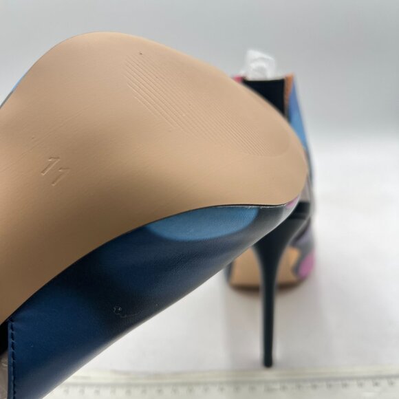 YDN Blue Circle Print Slingback Peep Toe Stiletto High Heel Sandals Ankle Boots - Picture 6 of 8